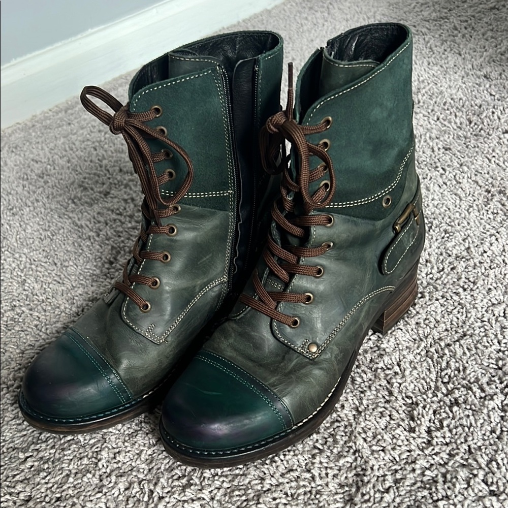 Taos Crave altered Teal Green Leather Lace-Up Boots size 42/10.5